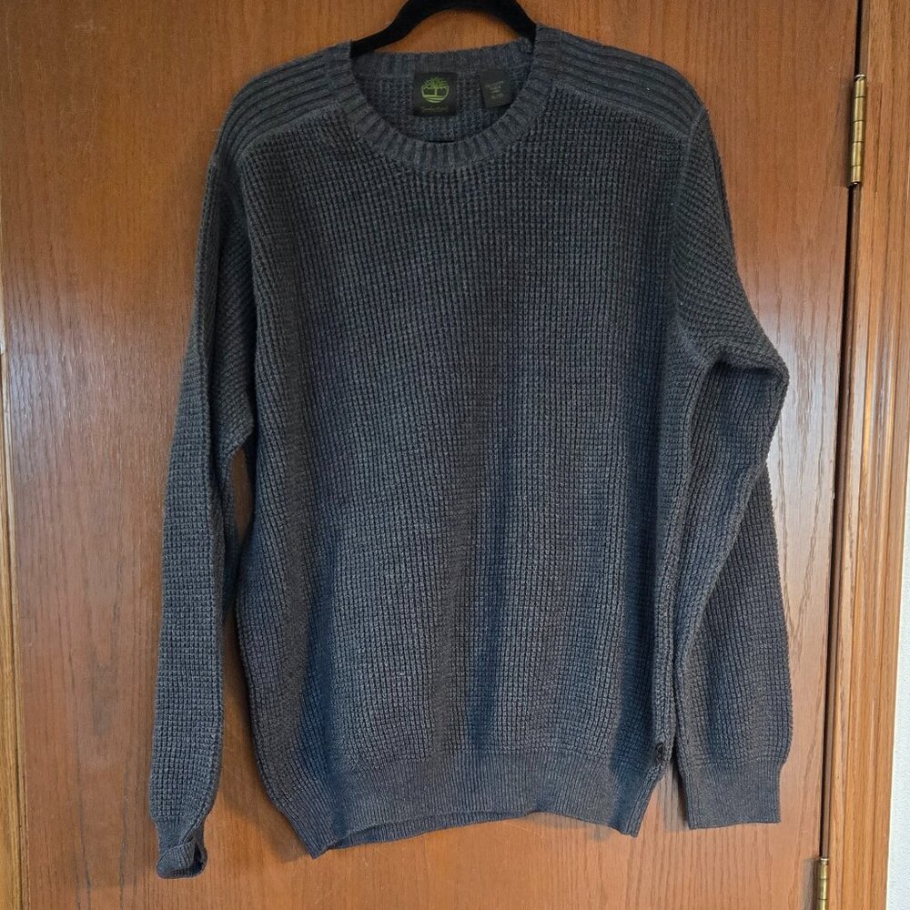 Timberland Gray Crewneck Waffle Knit Sweater